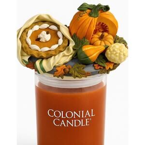 Colonial Candle Topper Pumpkin Pie Gourds Fall Thanksgiving Harvest Decor 22 Oz